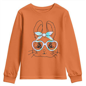 Girls Easter Bunny Youth Sweatshirt Rabbit Face Tie Dye Glasses Happy Easter Day TS10 Orange Print Your Wear