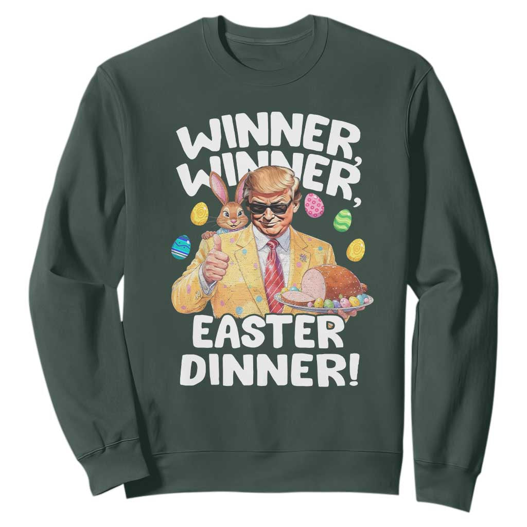 Easter Trump Sweatshirt Winner Winner Easter Dinner TS10 Dark Forest Green Print Your Wear