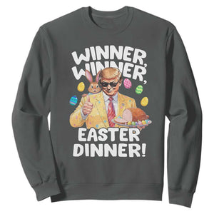 Easter Trump Sweatshirt Winner Winner Easter Dinner TS10 Dark Heather Print Your Wear