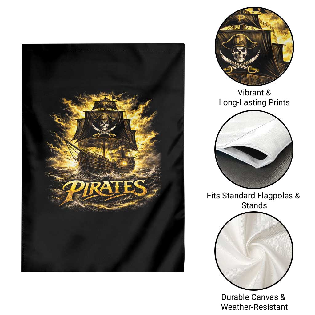 Pirate Lovers Garden Flag Vintage Golden Pirate Ship Skull Graphic TS10 Print Your Wear