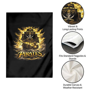 Pirate Lovers Garden Flag Vintage Golden Pirate Ship Skull Graphic TS10 Print Your Wear