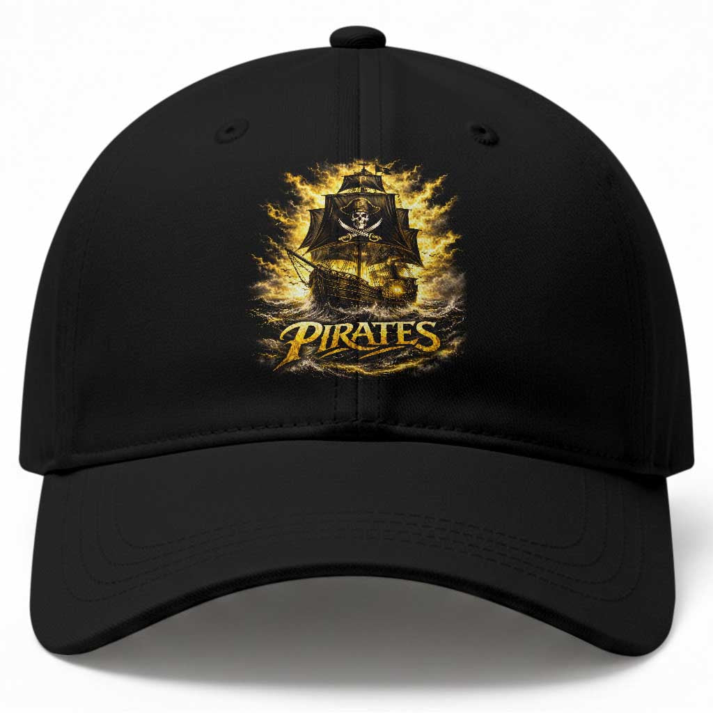 Pirate Lovers Baseball Cap Vintage Golden Pirate Ship Skull Graphic TS10 Print Your Wear