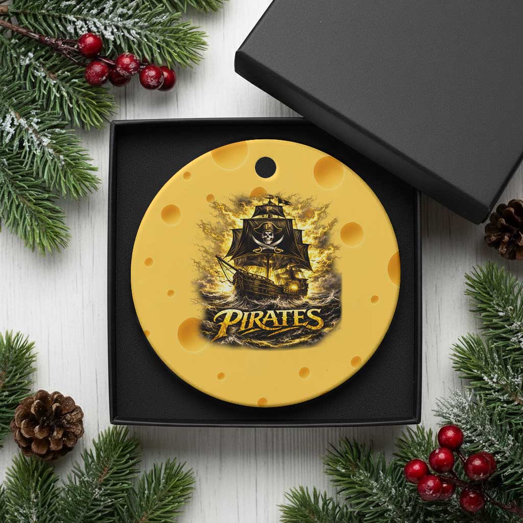 Pirate Lovers Ceramic Ornament Vintage Golden Pirate Ship Skull Graphic TS10 1pc Yellow Cheese Print Your Wear