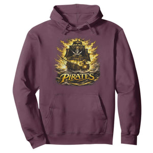 Pirate Lovers Hoodie Vintage Golden Pirate Ship Skull Graphic TS10 Maroon Print Your Wear