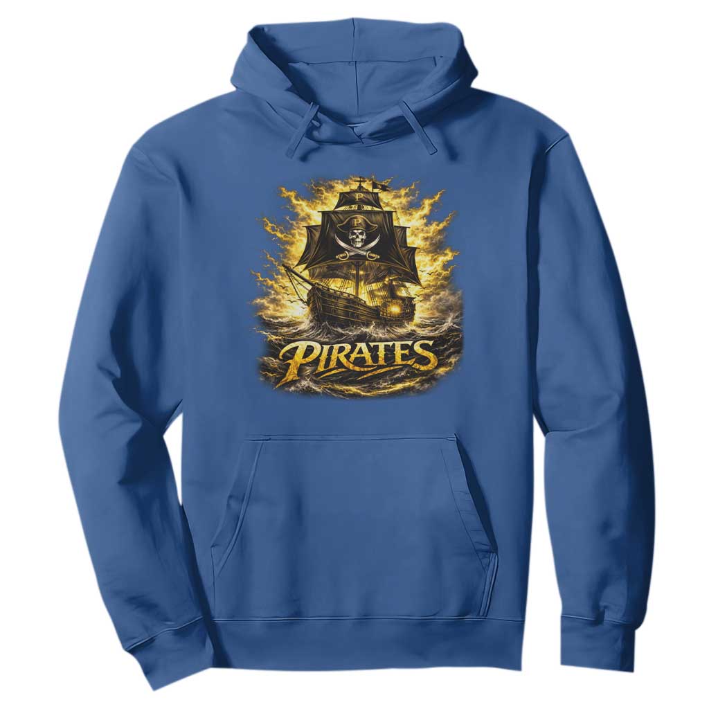 Pirate Lovers Hoodie Vintage Golden Pirate Ship Skull Graphic TS10 Royal Blue Print Your Wear