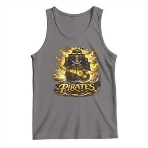 Pirate Lovers Tank Top Vintage Golden Pirate Ship Skull Graphic TS10 Deep Heather Print Your Wear