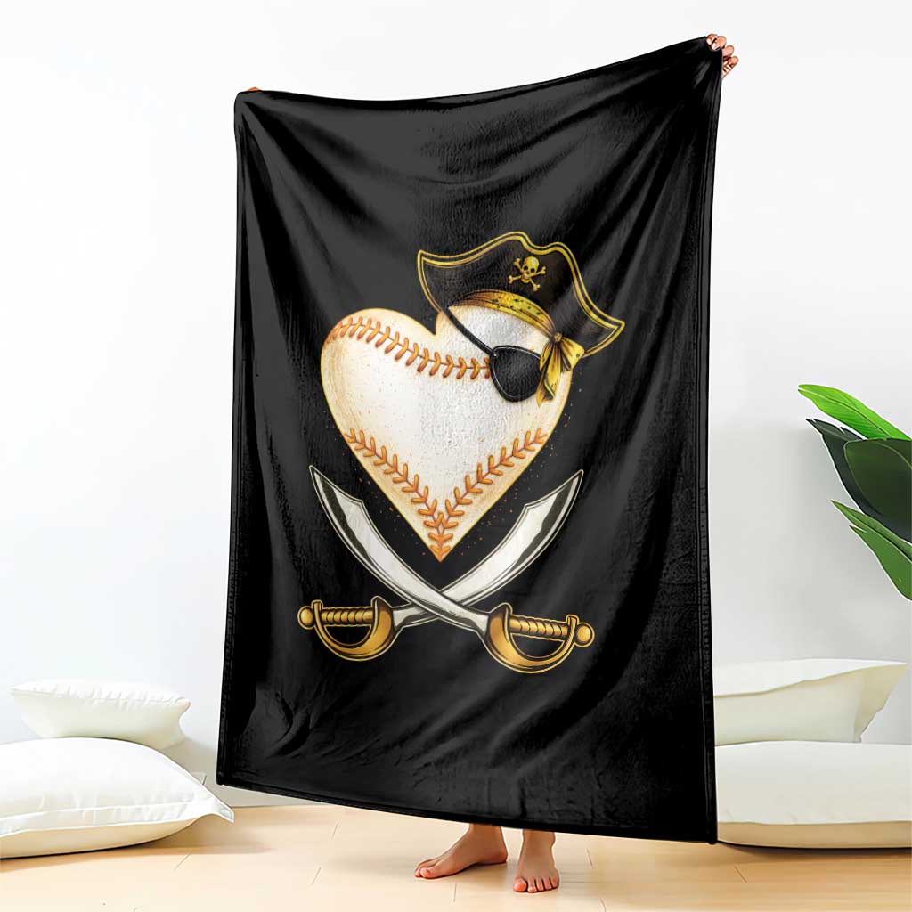 Baseball Pirate Throw Blanket Baseball Heart With Skull TS10 Print Your Wear
