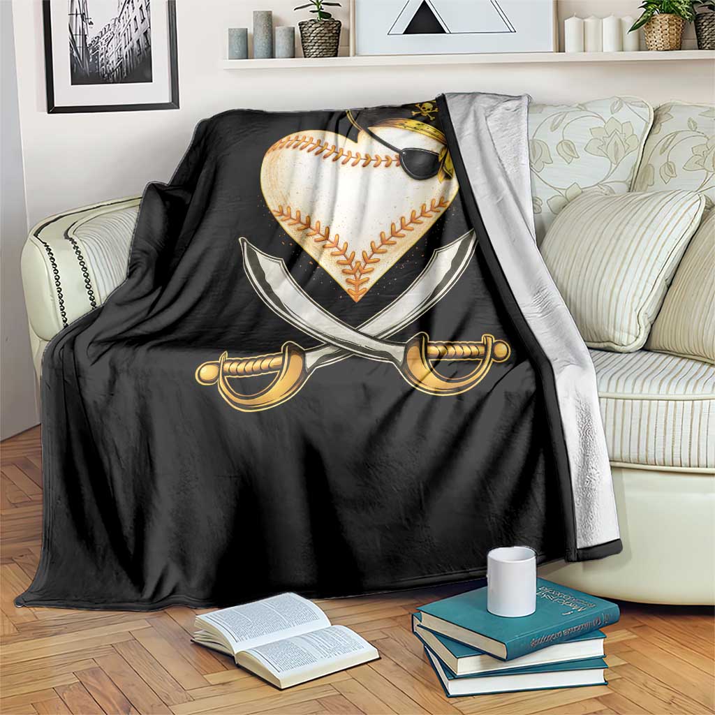 Baseball Pirate Throw Blanket Baseball Heart With Skull TS10 Print Your Wear