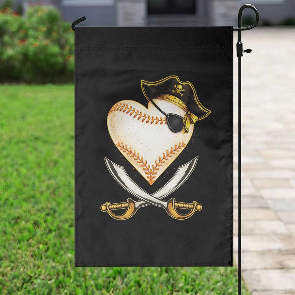 Baseball Pirate Garden Flag Baseball Heart With Skull TS10 Print Your Wear