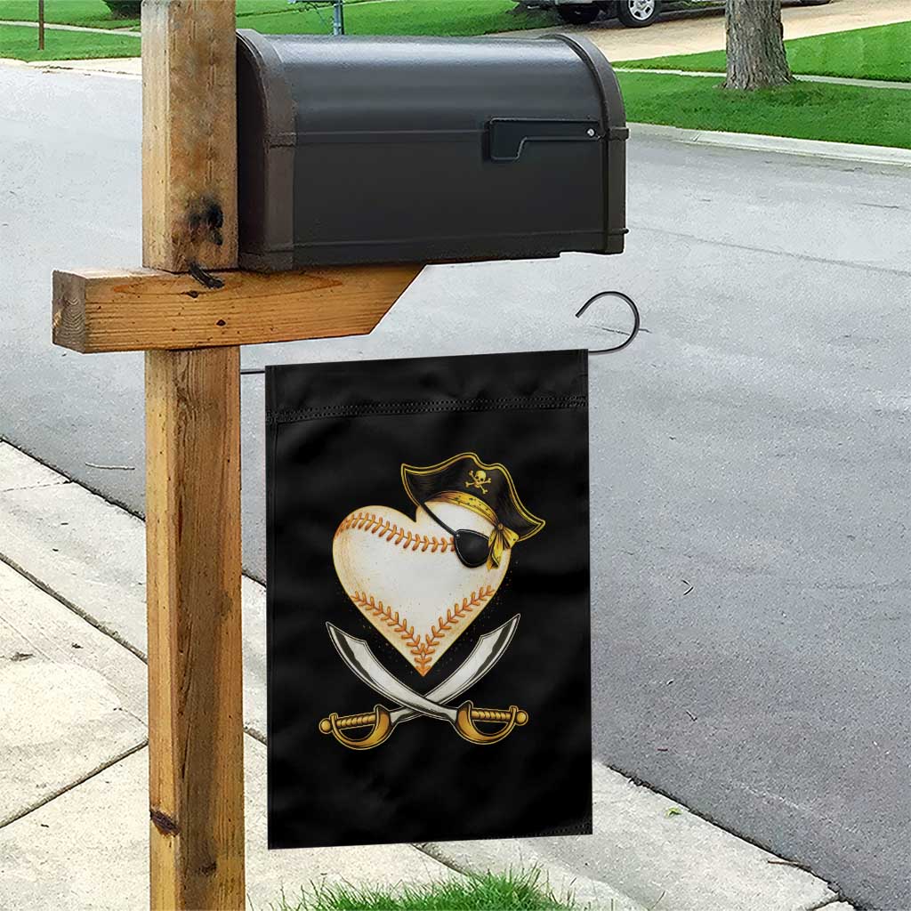 Baseball Pirate Garden Flag Baseball Heart With Skull TS10 Print Your Wear