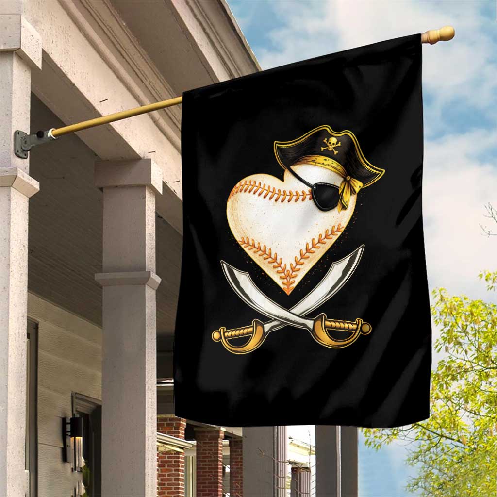 Baseball Pirate Garden Flag Baseball Heart With Skull TS10 Print Your Wear