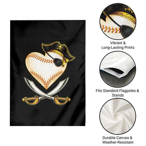 Baseball Pirate Garden Flag Baseball Heart With Skull TS10 Print Your Wear