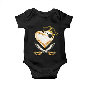Baseball Pirate Baby Onesie Baseball Heart With Skull TS10 Black Print Your Wear