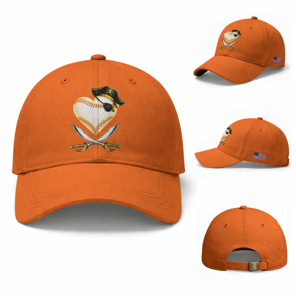 Baseball Pirate Baseball Cap Baseball Heart With Skull TS10 Baseball Cap Universal Fit Orange Print Your Wear