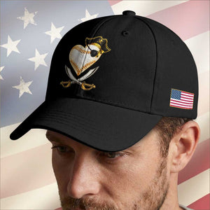 Baseball Pirate Baseball Cap Baseball Heart With Skull TS10 Print Your Wear