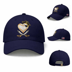 Baseball Pirate Baseball Cap Baseball Heart With Skull TS10 Baseball Cap Universal Fit Dark Blue Print Your Wear