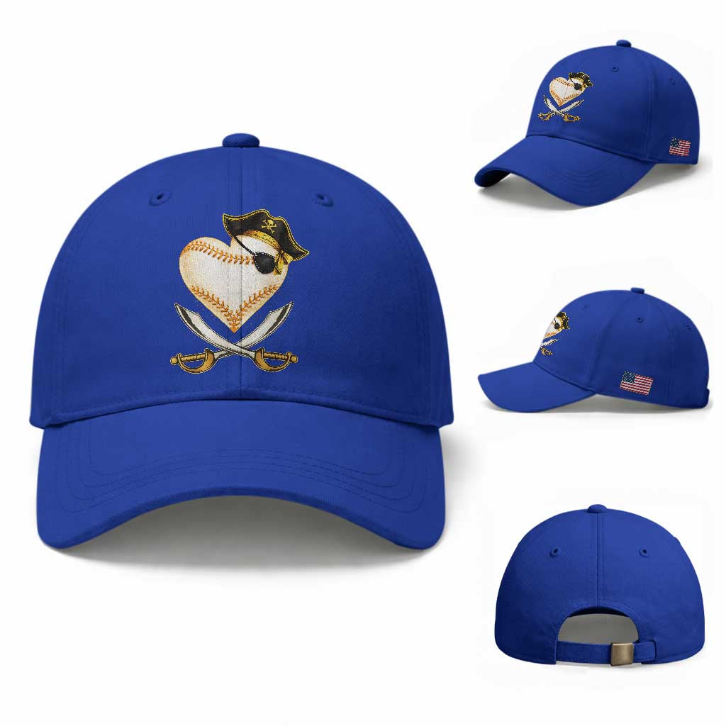 Baseball Pirate Baseball Cap Baseball Heart With Skull TS10 Baseball Cap Universal Fit Royal Blue Print Your Wear