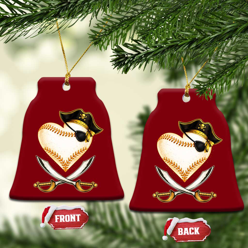 Baseball Pirate Ceramic Ornament Baseball Heart With Skull TS10 Print Your Wear