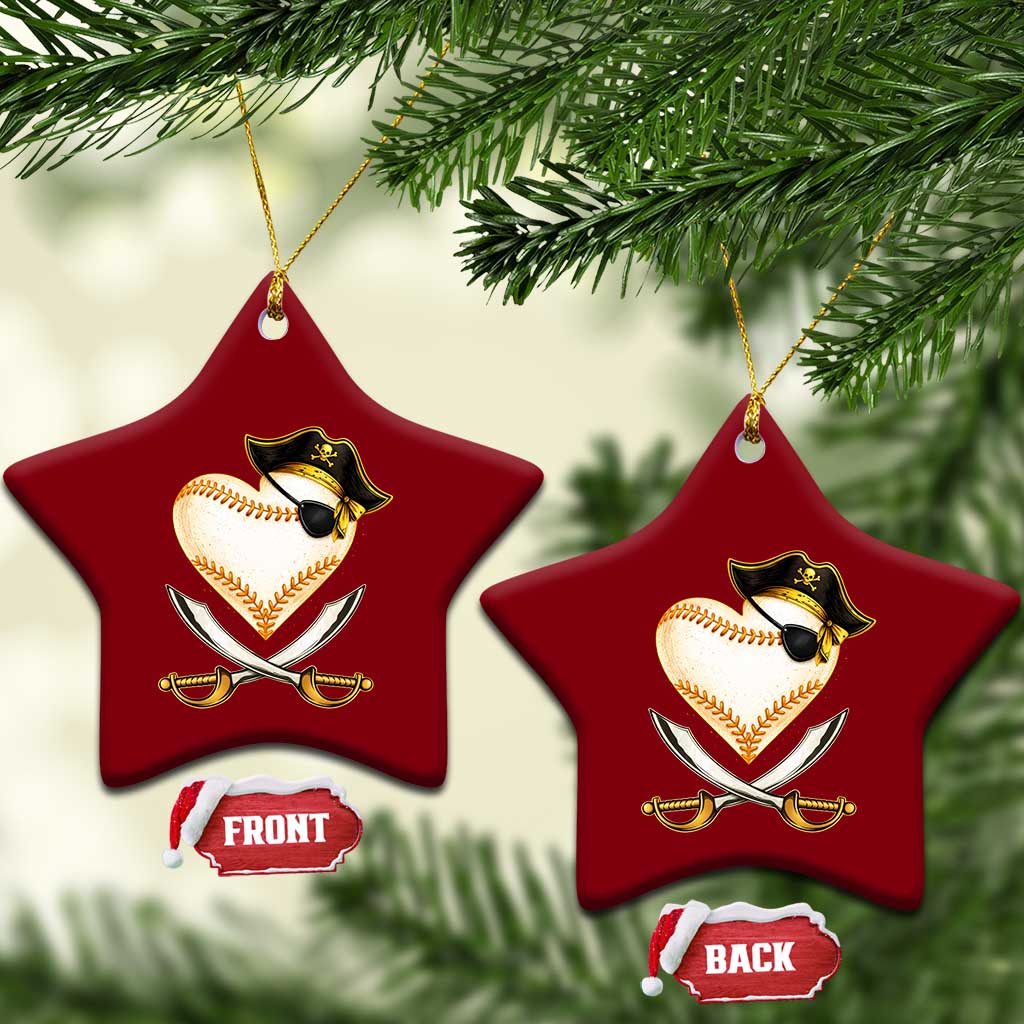 Baseball Pirate Ceramic Ornament Baseball Heart With Skull TS10 Print Your Wear