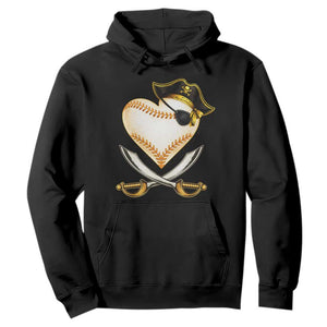 Baseball Pirate Hoodie Baseball Heart With Skull TS10 Black Print Your Wear