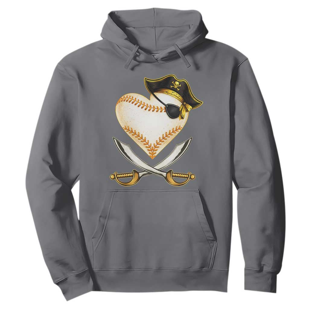 Baseball Pirate Hoodie Baseball Heart With Skull TS10 Charcoal Print Your Wear