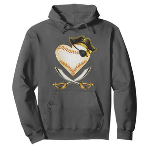 Baseball Pirate Hoodie Baseball Heart With Skull TS10 Dark Heather Print Your Wear