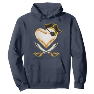 Baseball Pirate Hoodie Baseball Heart With Skull TS10 Navy Print Your Wear