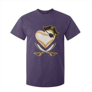 Baseball Pirate T Shirt For Kid Baseball Heart With Skull TS10 Purple Print Your Wear