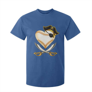 Baseball Pirate T Shirt For Kid Baseball Heart With Skull TS10 Royal Blue Print Your Wear