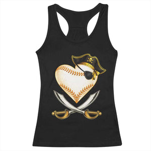 Baseball Pirate Racerback Tank Top Baseball Heart With Skull TS10 Black Print Your Wear