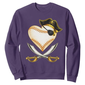 Baseball Pirate Sweatshirt Baseball Heart With Skull TS10 Purple Print Your Wear