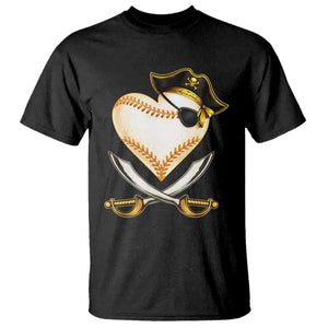 Baseball Pirate T Shirt Baseball Heart With Skull TS10 Black Print Your Wear