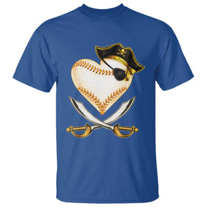 Baseball Pirate T Shirt Baseball Heart With Skull TS10 Royal Blue Print Your Wear