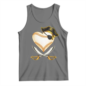 Baseball Pirate Tank Top Baseball Heart With Skull TS10 Black Heather Print Your Wear