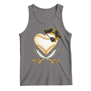 Baseball Pirate Tank Top Baseball Heart With Skull TS10 Deep Heather Print Your Wear