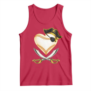 Baseball Pirate Tank Top Baseball Heart With Skull TS10 Red Print Your Wear