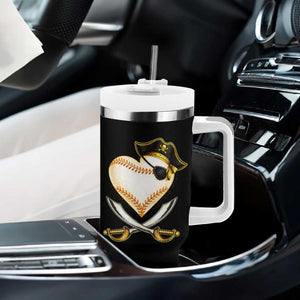 Baseball Pirate Tumbler With Handle Baseball Heart With Skull TS10 Print Your Wear