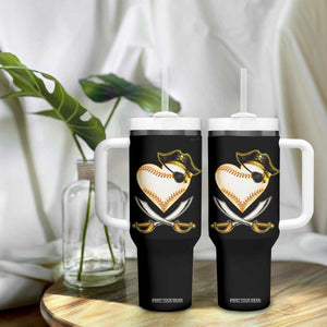 Baseball Pirate Tumbler With Handle Baseball Heart With Skull TS10 Print Your Wear