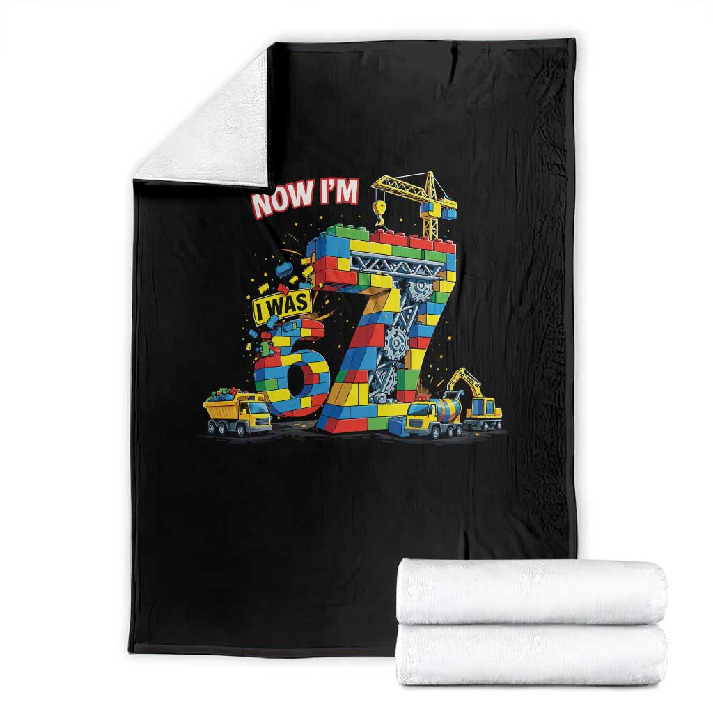 Funny 7th Birthday Building Bricks Throw Blanket I Was 6 Now Im 7 Kids 67 Birthday Building Six Seven Boy TS10 Black Print Your Wear