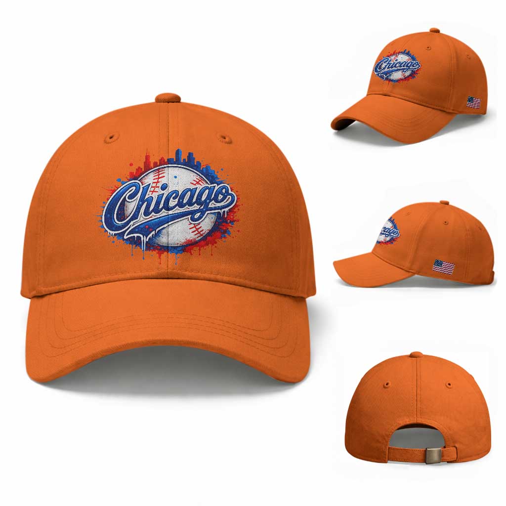 Chicago Pride Dripping Baseball Graphic Baseball Cap TS10 Baseball Cap Universal Fit Orange Print Your Wear