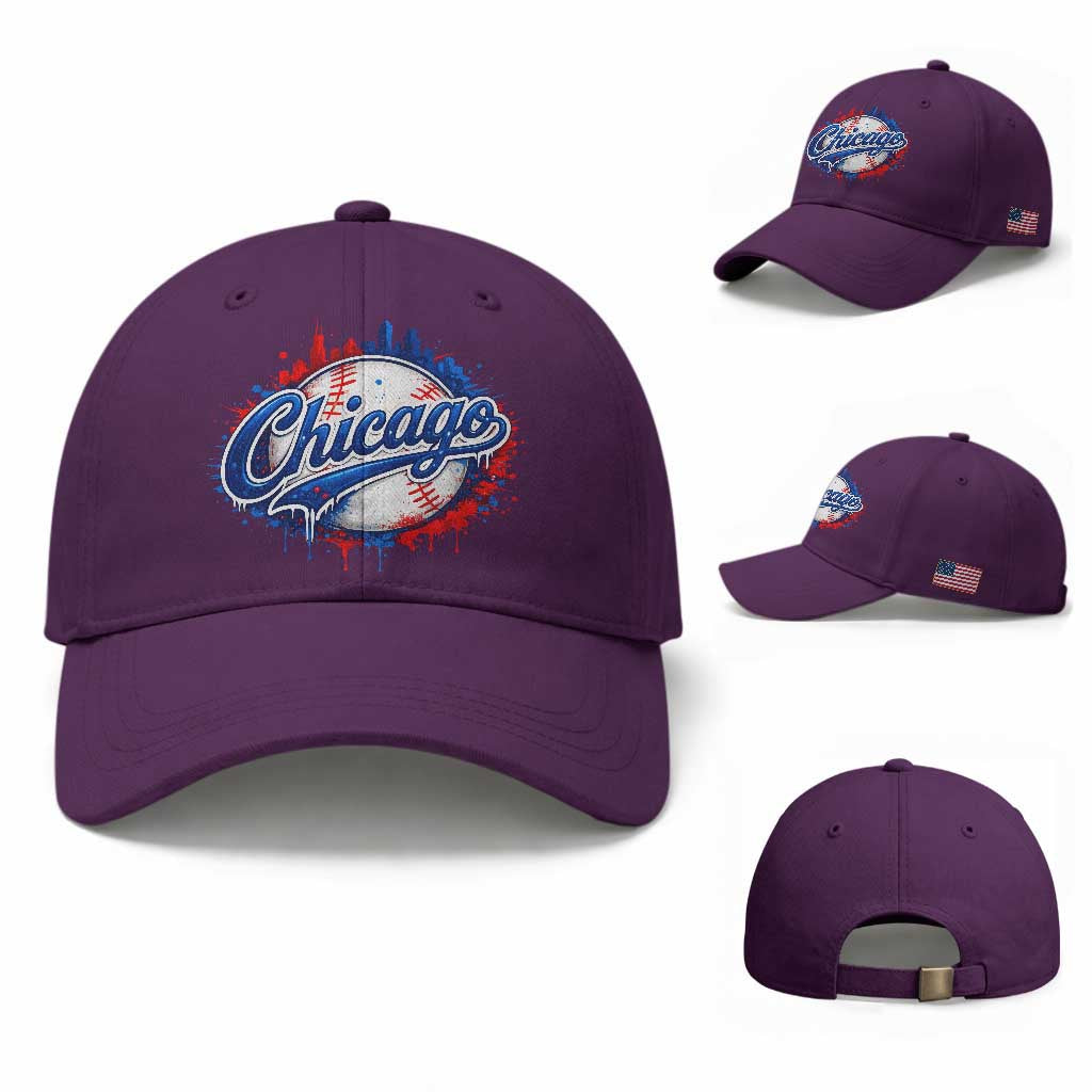 Chicago Pride Dripping Baseball Graphic Baseball Cap TS10 Baseball Cap Universal Fit Purple Print Your Wear