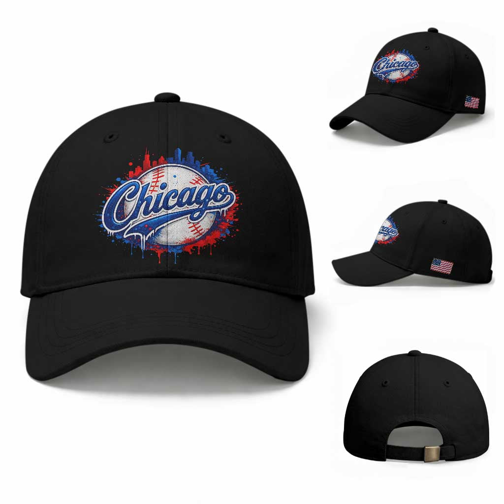 Chicago Pride Dripping Baseball Graphic Baseball Cap TS10 Baseball Cap Universal Fit Black Print Your Wear