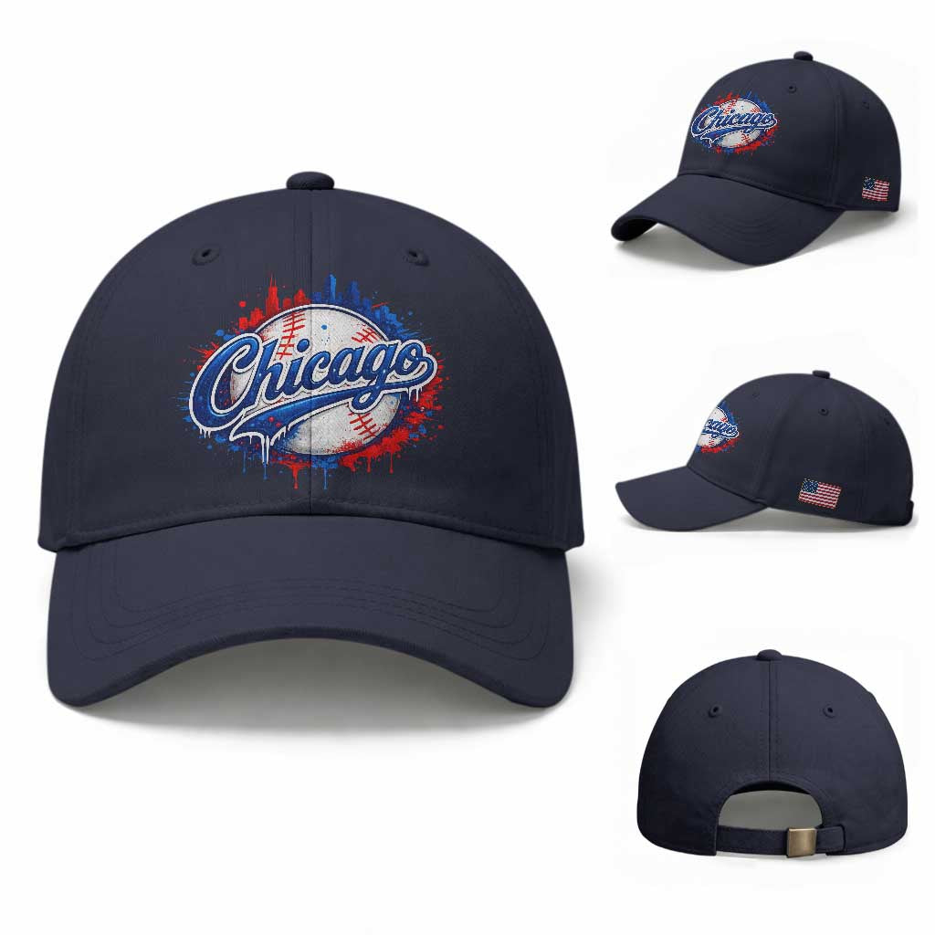 Chicago Pride Dripping Baseball Graphic Baseball Cap TS10 Baseball Cap Universal Fit Navy Print Your Wear