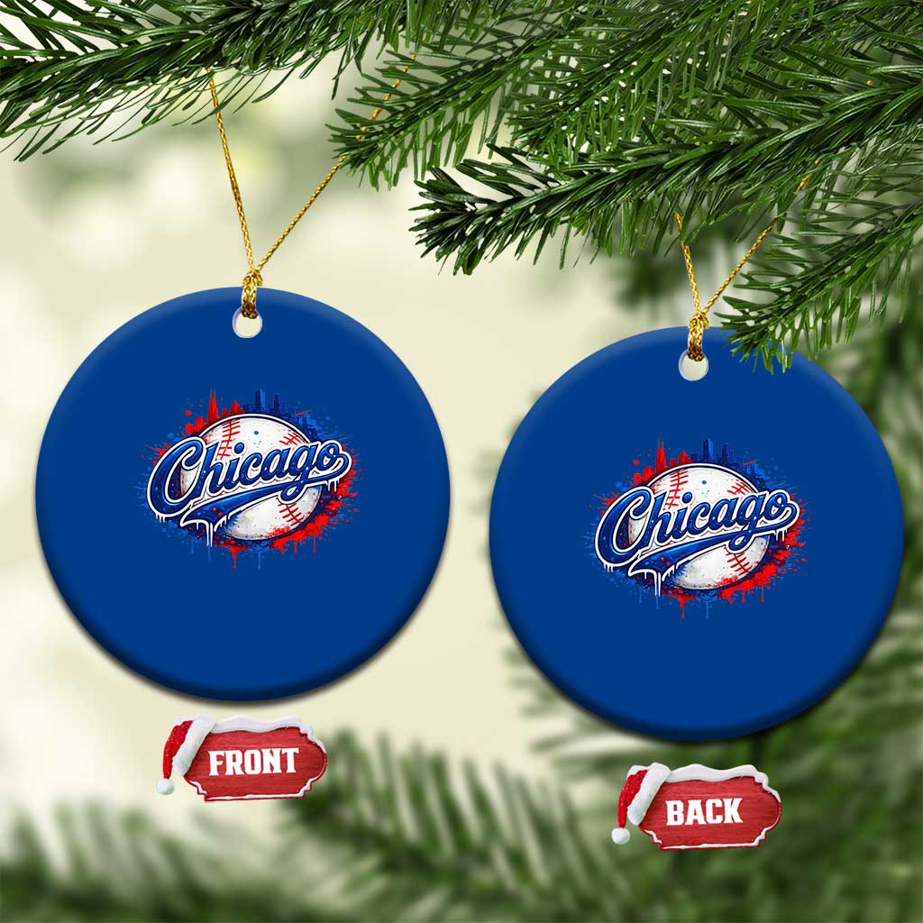 Chicago Pride Dripping Baseball Graphic Ceramic Ornament TS10 1pc Blue Print Your Wear