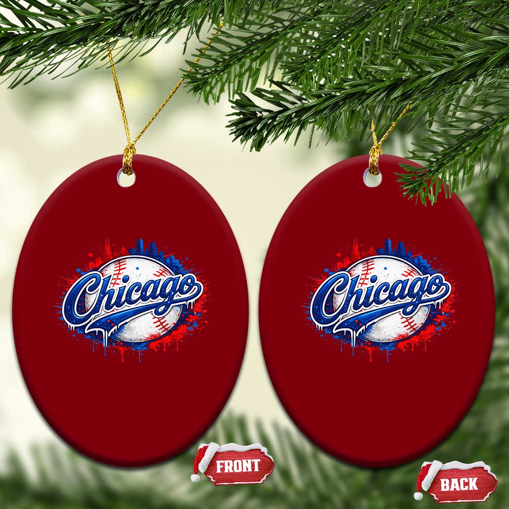 Chicago Pride Dripping Baseball Graphic Ceramic Ornament TS10 Print Your Wear