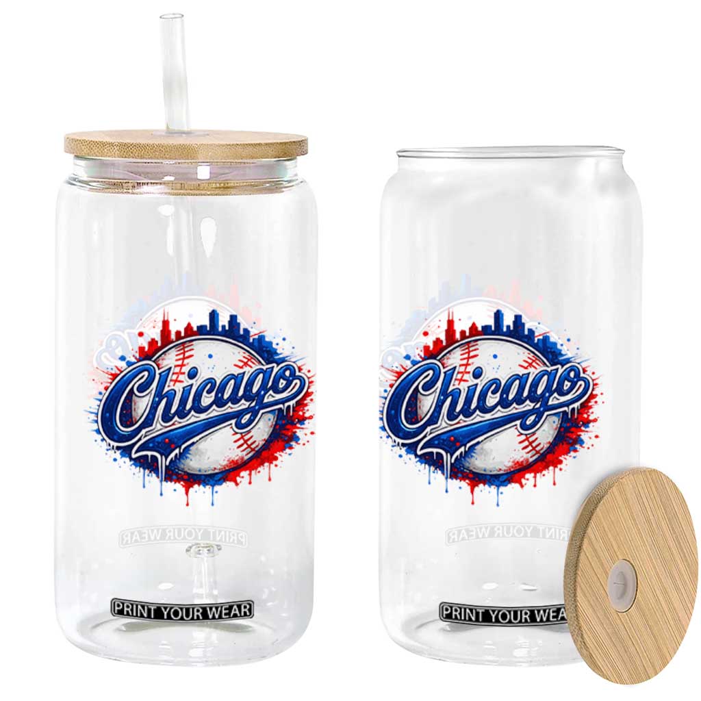 Chicago Pride Dripping Baseball Graphic Glass Can TS10 Print Your Wear