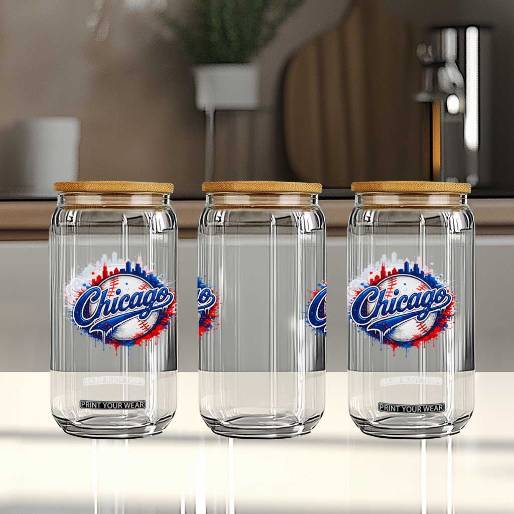 Chicago Pride Dripping Baseball Graphic Glass Can TS10 Print Your Wear