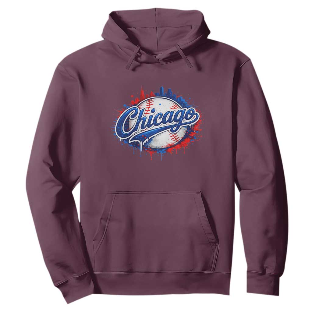 Chicago Pride Dripping Baseball Graphic Hoodie TS10 Maroon Print Your Wear