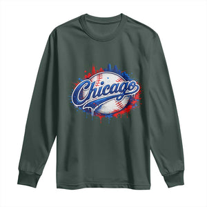 Chicago Pride Dripping Baseball Graphic Long Sleeve Shirt TS10 Dark Forest Green Print Your Wear