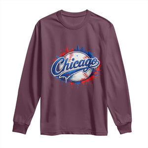 Chicago Pride Dripping Baseball Graphic Long Sleeve Shirt TS10 Maroon Print Your Wear